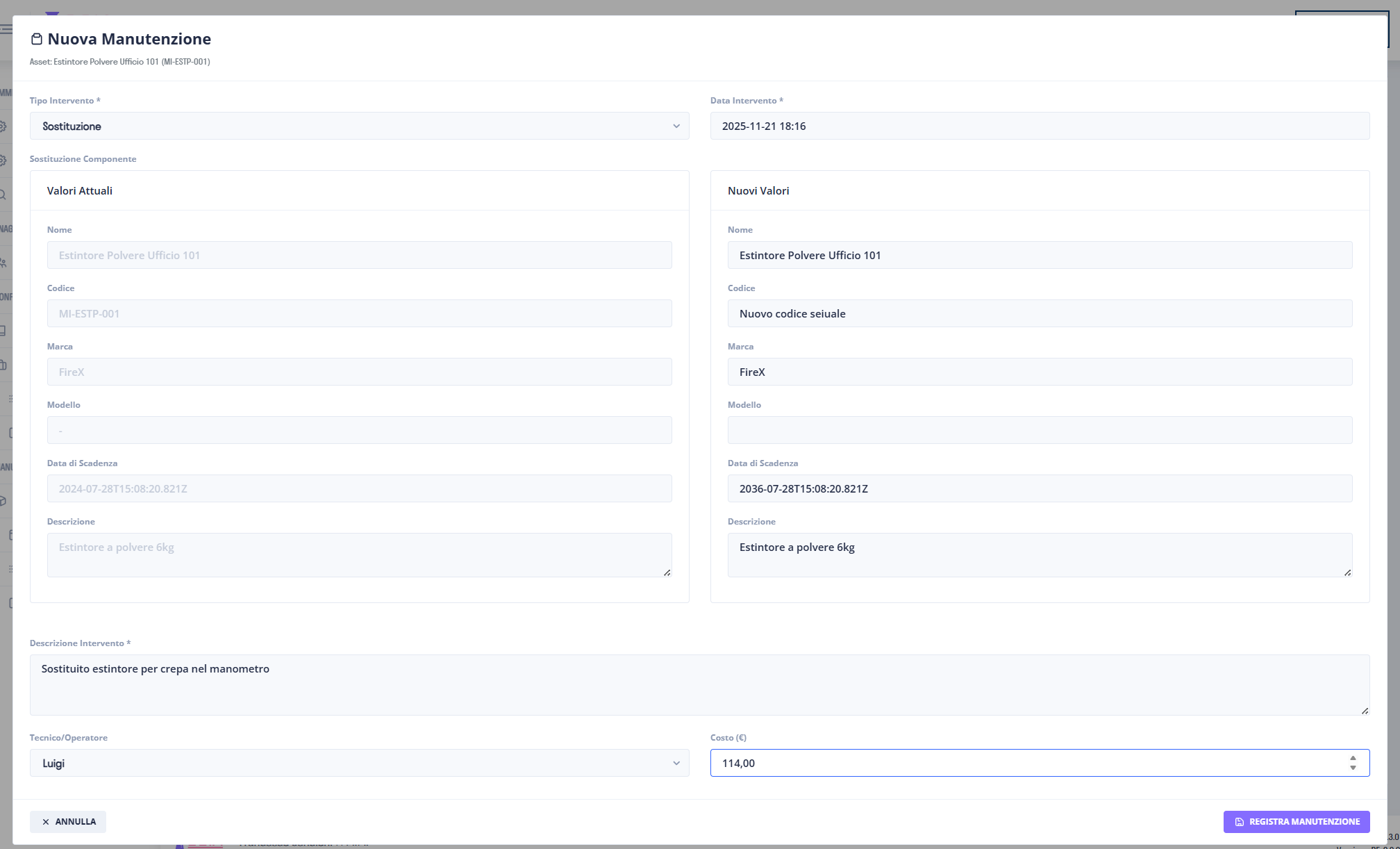 Apertura Intervento Manutenzione
